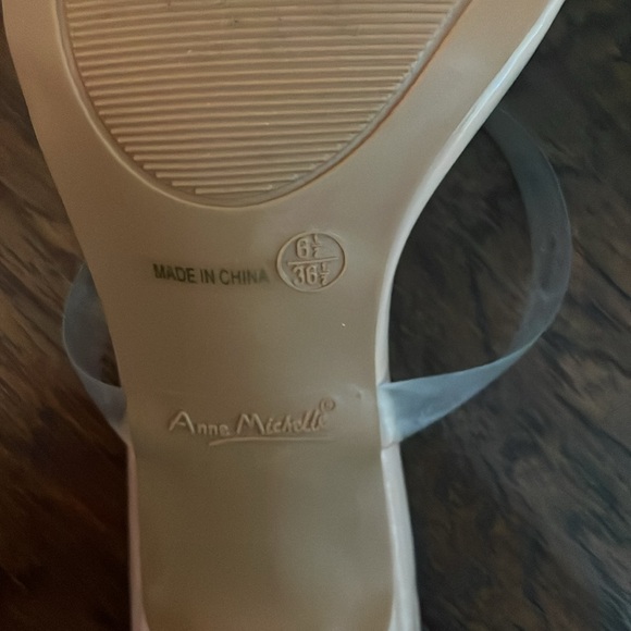Anne Michelle beige clear strap mule heels. Size 6.5 - Picture 9 of 10